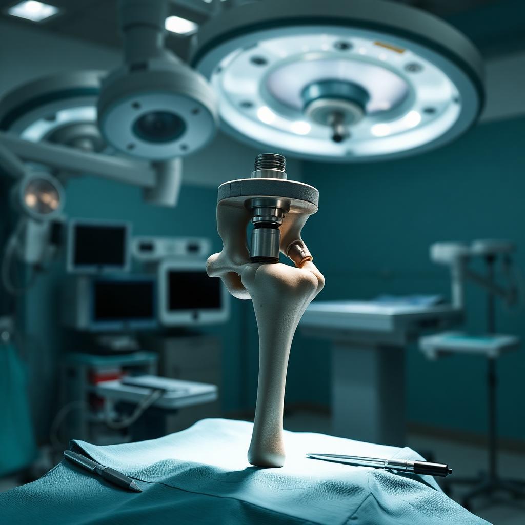 Hip replacement implant components in a sterile operating theatre at PMG Hospital, Gota, Ahmedabad