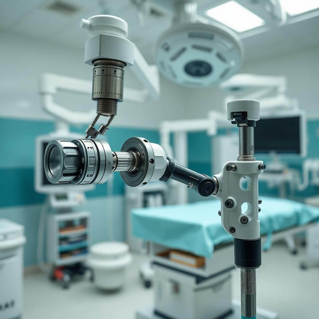 Shoulder replacement implant components in an operating theatre at PMG Hospital, Gota, Ahmedabad